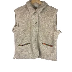 Orvis Womens Cream Light Beige Sleeveless Full Zip Sherpa Vest‎ Size L